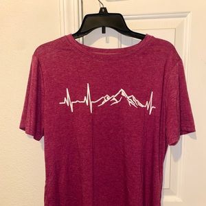 Wine Red Mountain-Heartbeat T-Shirt